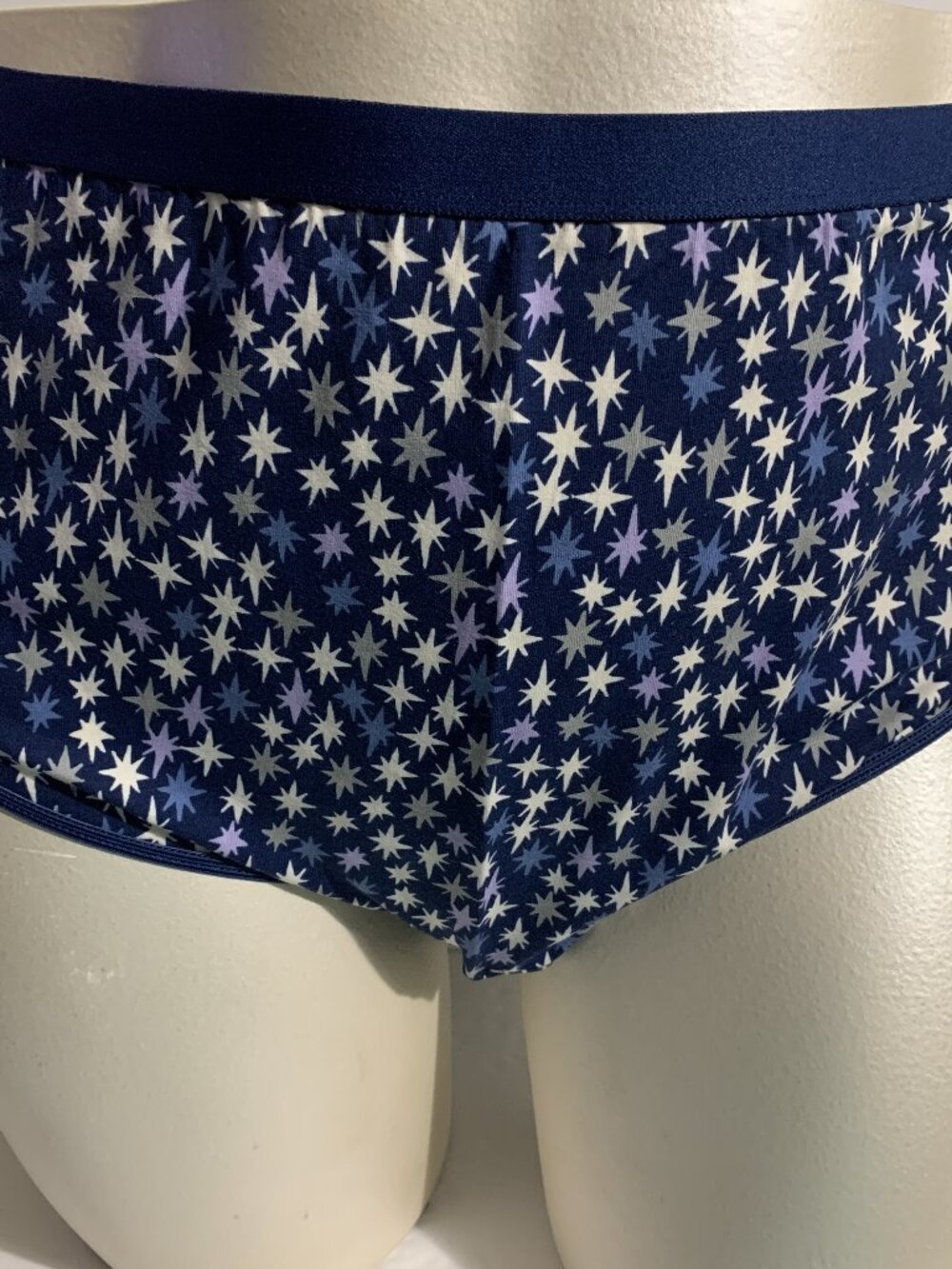 Catherines Hi-Cut Brief Panties Underwear Cotton Blend Stars Blue Plus 15 or 5X